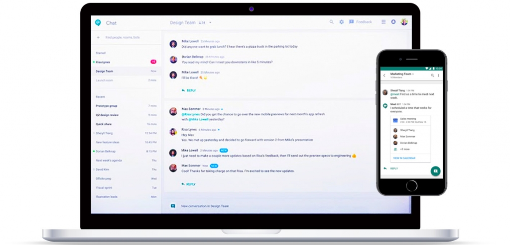 Presis - G Suite - Google Hangouts Chat mobiel en laptop Presis - G Suite - Google Hangouts Chat mobiel en laptop
