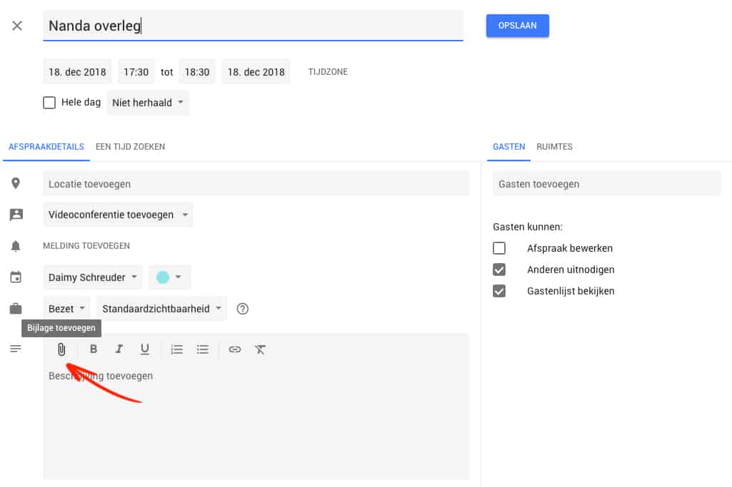 Presis - G Suite - Hangouts Meet bijlage toevoegen