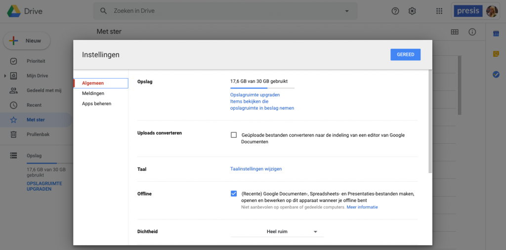 Presis G Suite update april - niet online instellingen algemeen Presis G Suite update april - niet online instellingen algemeen