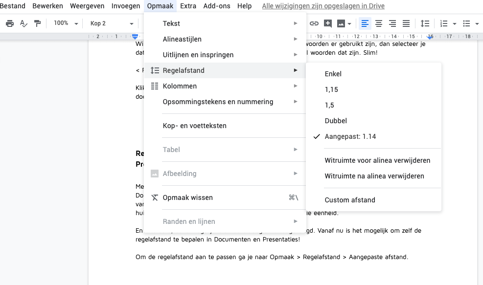 Presis G Suite - Regelafstand aanpassen in Google Documenten en Presentaties instellen Documenten Presis G Suite - Regelafstand aanpassen in Google Documenten en Presentaties instellen Documenten