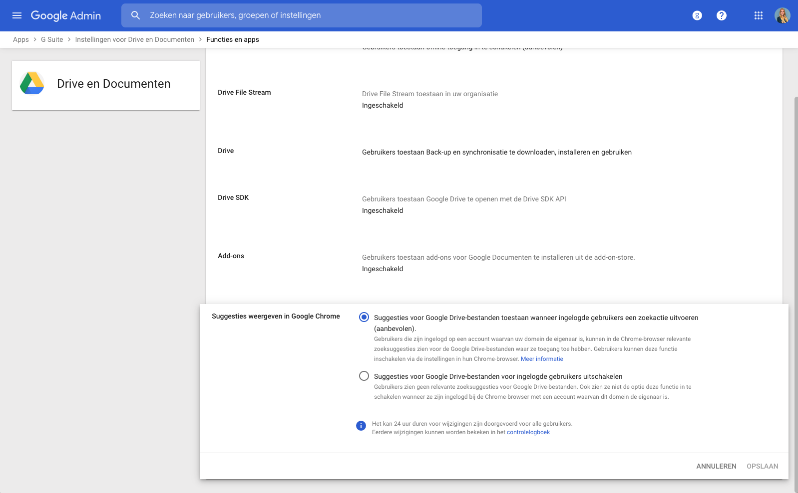 Presis - G Suite Drive bestanden suggestie instellen beheerders Presis - G Suite Drive bestanden suggestie instellen beheerders