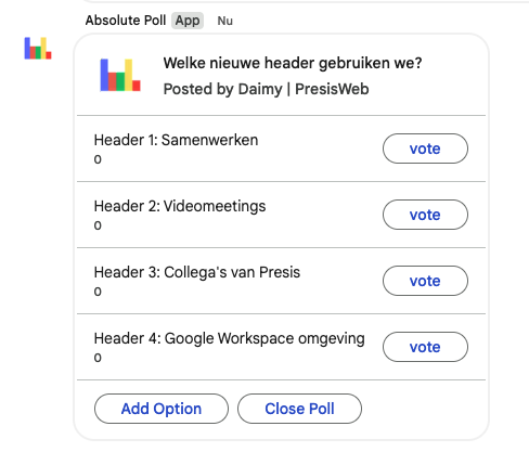Presis blog - Nieuw in Google Chat: Poll-app voor razendsnelle beslissingen