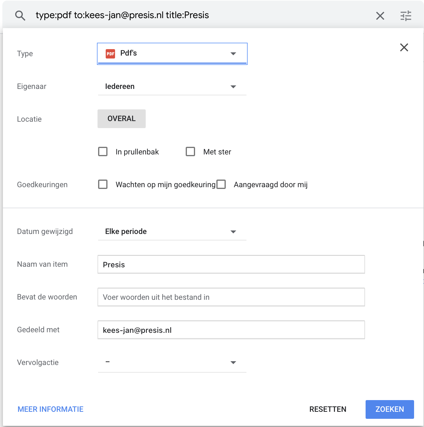 Zoeken in het spiekbriefje
